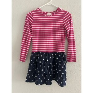 Hanna Andersson Girls Long Sleeve Dress with Polka Dot Ruffle Skirt 10 140cm